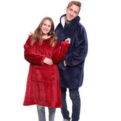 China Anti-Static Winter Wearable Blanket With Sleeves And Pockets Sweatshirt TV Flannel Covering Hoodie for sale