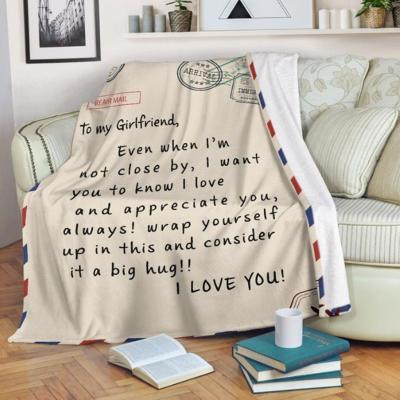 China Anti-Static Custom Flannel Fleece Letter Blanket To Parents Kid And Travel Soft Luxury Throw Blanket for sale