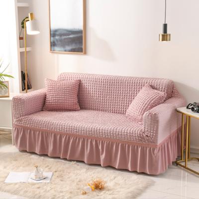 China Solid Color Sofa Setaer Seersucker Cover Cotton Non-Slip Stretch Sofa Cover 3 Seater Inclusive 1-4 Seater for sale