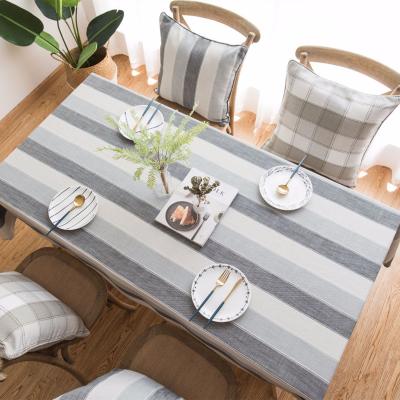 China Other Nordic style striped cotton and linen tablecloth for living room american tablecloth for sale