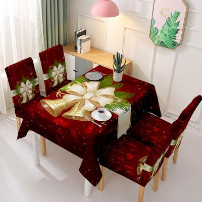 China Hot Selling Christmas Decoration Christmas Table Cloth Printing Polyester Rectangle Decorative Tablecloth for sale