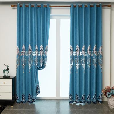 China Custom Classic Luxury Blackout Curtain For Living Room Embroidered Drapes Curtains Blackout for sale