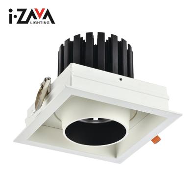 China Modern Hotel Decor Anti Glare IP20 25W 30W Aluminum COB Recessed Led Grill Light for sale