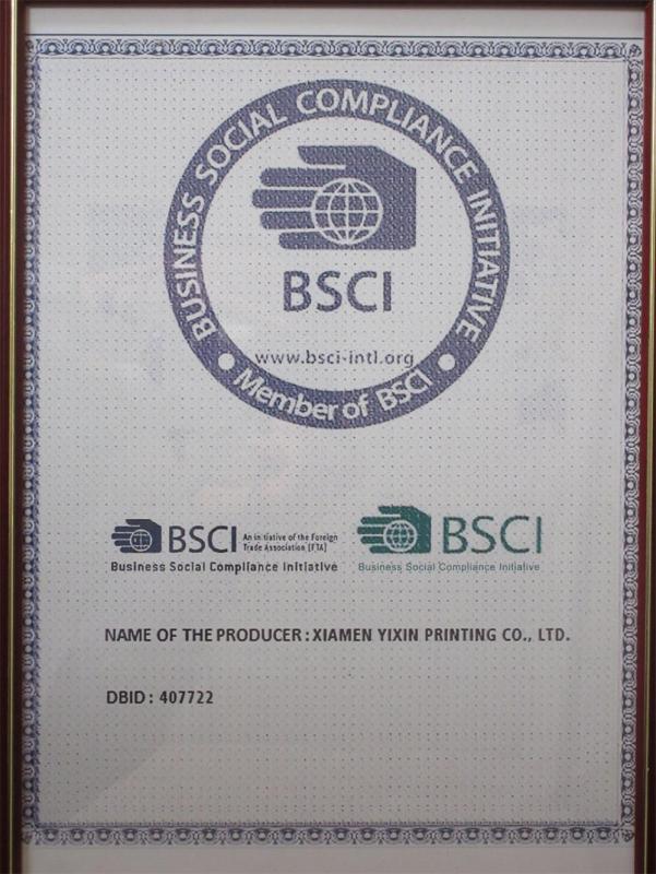 BSCI - Xiamen Yixin Printing Co., Ltd.