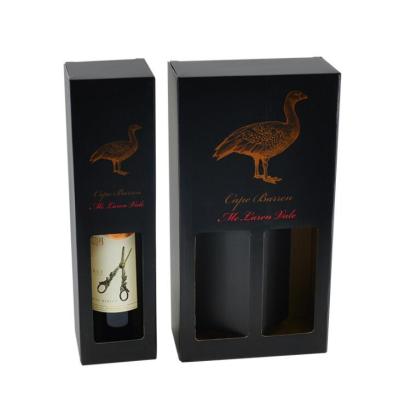 China Recyclable Custom Printing Corrugated Corrugated Cardboard Paper Gift Box Carrying 2 Pack Wine Bottle for sale