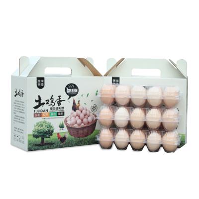 China Recyclable customize logo and color factory price corrugated kraft paper egg box egg wrapper box with handle for sale