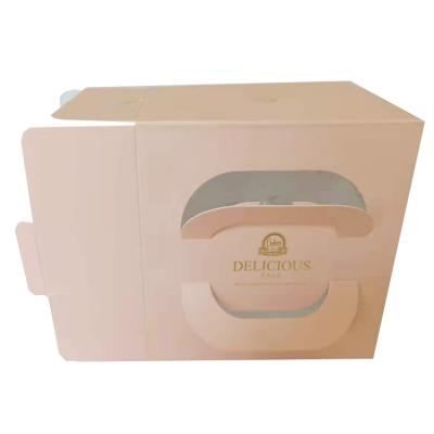 China Recyclable Wholesale Cheap Custom Baking Paper Box Portable Dessert Cake Box Pastry Packaging for sale