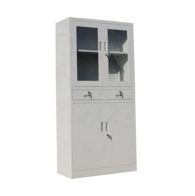 China (Others) Adjustable Steel Office Filing Cabinets Two Glass Iron Doors Two And Two Drawers for sale