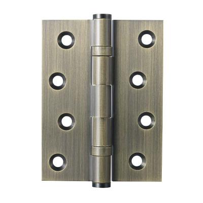 China Antique Brass Stainless Steel 100*75*3mm 2 Traditional Fixed Ball Bearing Pin Flat Tip Door Hinge 4inch*3inch Wood and Machine Screws for sale