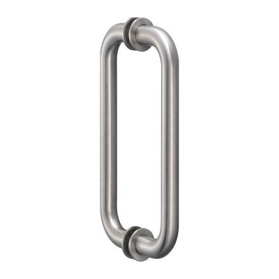 China Modern American Frameless Shower Door Hardware Satin Nickel Rounded Standard Tube Corner Pull Handle for sale