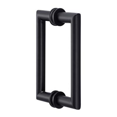 China Modern Commercial Hotel Project Shower Door Hardware Supplies Stainless Steel PVD Matt Black Modern Tubular Pull Handle Bar Handle 100pcs for sale