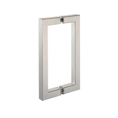 China OEM Modern Satin Nickel Finished Stainless Steel Square Tube Beveled Corner Shower Door Pull Handle for sale