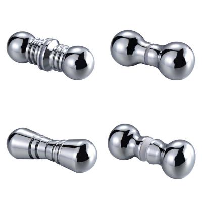 China Contemporary Frameless Solid Shower Room Door Knobs Solid Stainless Steel Brass Polished Satin Plated Finish for sale