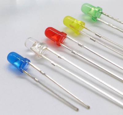 China Wide Range F5mm F3mm Dome LED Diode With Red, Blue, Green, Orange And Yellow Colored Lens for sale