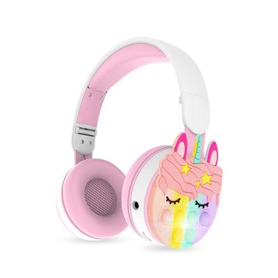 China 2022 New Earphone Headphones For Girl Over Ear Cat Ear Wholesale Cute Wireless Headband Unicorn Kids Children Cat Headphone Headsets for sale