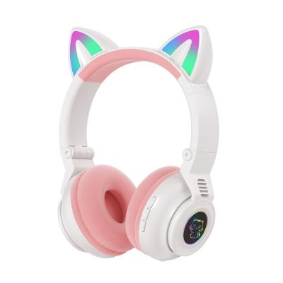 China 2021 Rise Earphone Sexy Cat Ear LED Light Up Wireless Headphones Over Ear With Microphone And Volume Control Gaming Headsets for sale