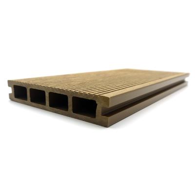 China Non-slip Waterproof Teak Color Square Hole Flooring Top Floor Terrace Traditional Wood Flooring Decoration Non-slip Single-Sided Flooring for sale