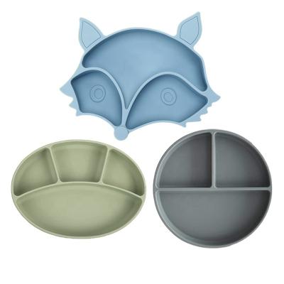 China BPA Free Customization Food Grade Silicone Suction Divided Feeding Dish Toddlers New Baby Food Dish Silicon Silicone Feeding Dish for sale