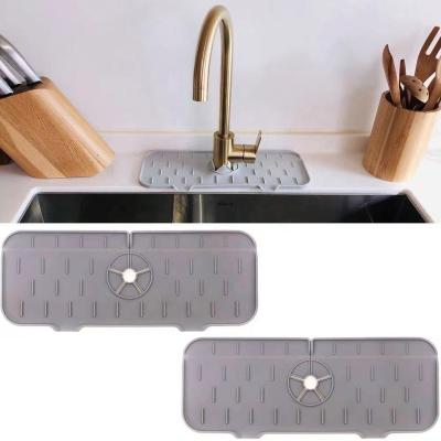 China Amazon Kitchen Viable Hot Selling Bathroom Drain Mat Splash Proof Waterproof Dying Silicone Sink Faucet Mat for sale