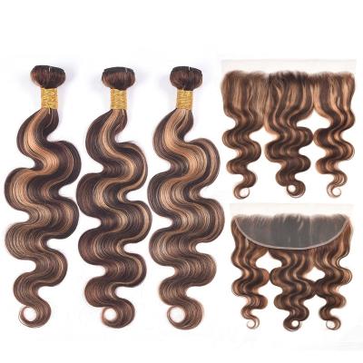 China 100% Best Hair Extension Supplier Indian Ombre Piano Color Brazilian Hair Bundles With Closure for sale