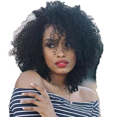 China Mongolian Afro Soft Smooth Thick Sheer Kinky Curly Wig Lace Front Human Hair Wigs 150 Density Curly Full Lace Hair Pre Plucked Remy Hair Wig for sale