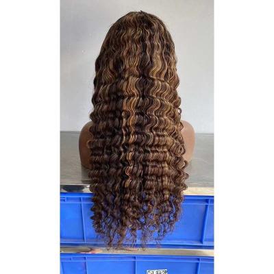 China Brazilian Water Wave Hair Weave Bundle Water Wave Wigs Textured Volume Brown Chemical Fiber Wig for sale