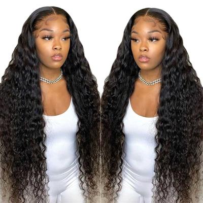 China Wholesale Deep Wave Barely Shedding Thick Smooth Soft Lace Front Peruvian Virgin Hair 13*6 150% Density Lace Hair Wigs for sale