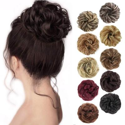 China High Temperature Messy Synthetic Curly Hair Bun Elastic Synthetic Hair Bun Scrunchie Updo Curly Hair Wrap Ponytail for sale