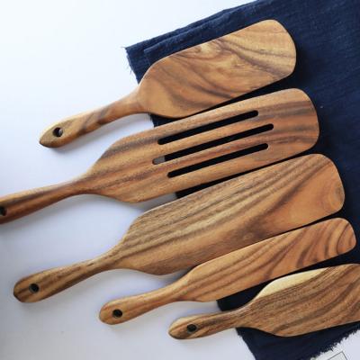 China European style wooden spatula sustainable acacia kitchen utensils five piece set sauce cream spatula salad spatula mixing set for sale