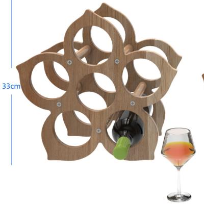 China Advanced Rubber Wood Oak Stocked Material Beech Wood Art Wine Display Rack for sale