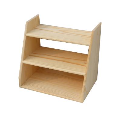 China Solid Wooden Cosmetics Three-Layer Pine Storage Rack Desktop Storage Rack Router Box Workable and Finish Small for sale