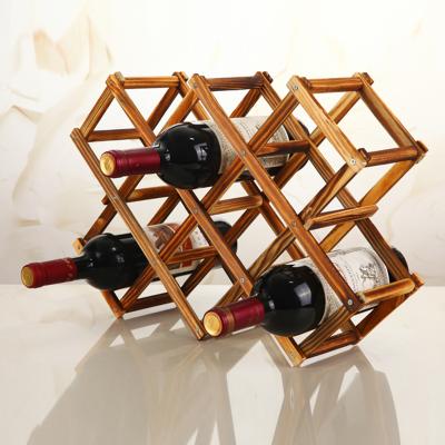 China Decorative Foldable Solid Wooden Bamboo Wine Rack Countertop 12 Bottles 8 Slots Stand Stackable Storage Stand Large for sale