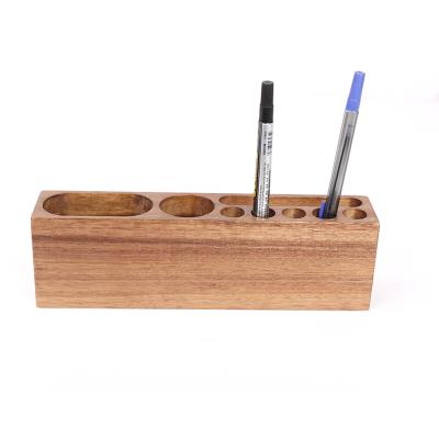 China Retro Color Sustainable Crafts Portable Wooden Stationery Exquisite Small Storage Pen Box for sale