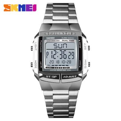 China SKMEI 1381 Chronograph Mens Digital Stainless Steel Watch Week Date Luminous Alarm Countdown for sale