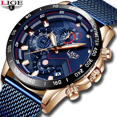 China Stainless Steel Mesh Luminous Lige Brand Luxury Day/Date Men's Fashion Quartz Wristwatches LIGE 9929 Water Resist Mens Watches for sale