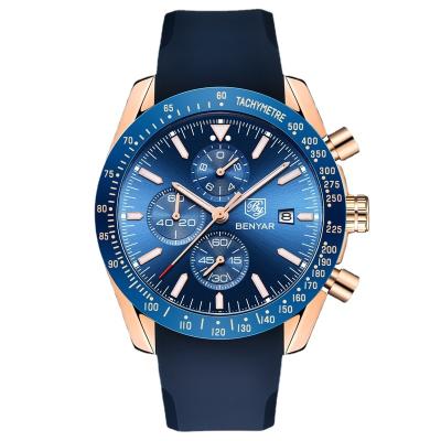 China BENYAR 5140 Chronograph Men's Business Stainless Steel Quartz Watch Luxury Chronograph Waterproof Sports Watch Clock Relogio Masculino for sale