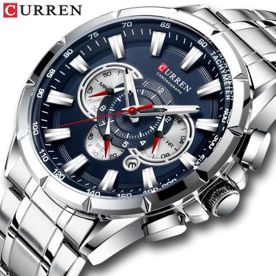 China CURREN 8363 Chronograph Calendar Fashion Watches Quartz Movement Waterproof Stainless Steel Hands Man Luxury Luminous Watch for sale