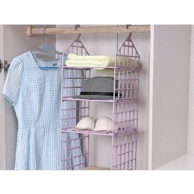 China Universal Viable Folding Closet Storage Basket Rack Underwear Foldable Foldable Bra Clothes Pant Tie Hooks Shelf for sale