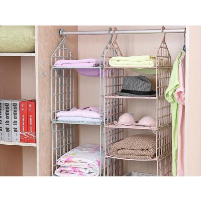 China Sustainable Closet Organizer Storage Shelf Wall Diy Adjustable Wardrobe Clothes Hanging Racks Holders Plastic Hooks Seat for sale