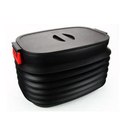 China Collapsible Black Outdoor Collapsible Plastic Viable Folding Car Trunk Storage Box Waste Debris Organizer Collapsible Bucket for sale