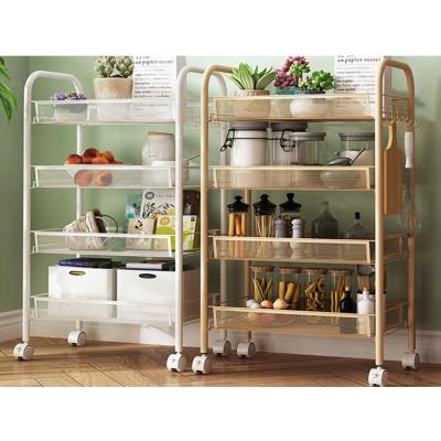 China Sustainable Mobile Kitchen Cart Racks Living Room Multifunctional Snack Basket Storage Rack for sale