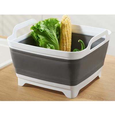 China New Kitchen Sustainable Tool Chopper Foldable Adjustable Drain Basket Multi-Function 2 In 1 Sink Hanging Basket Rectangular for sale