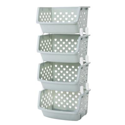 China Sustainable Convenient Fruit And Vegetable Stackable Baskets For Kitchen Floor Standing Basket Rack for sale