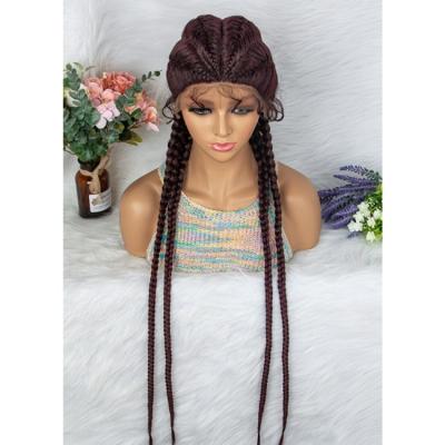 China New Arrival Box Braid Wig 36 Inch Long Dutch Braided Lace Headband Wig Braided Synthetic Wigs With Baby Hair For Black Women for sale