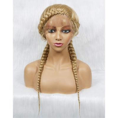 China New Arrival Synthetic Braid Wig Frontal Braided Wigs 13x1 Lace Front Braided Wig Natural Knotless With Baby Hair For Black Women for sale