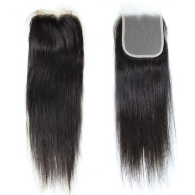 China Foris Straight 100 Unprocessed Virgin Hair Brazilian Straight Wave 4x4 Lace Transparent Bundles With Closure for sale