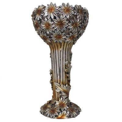 China Tall Resin Candle Holders from Europe - Decorated with Chrysanthemum - Ornate Centerpieces for Tables for sale