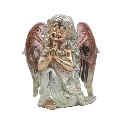 China Europe Customize Made Resin Sculpted Hand Painted Angel Figure Statue Stand for sale