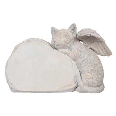 China Europe In Memory Of My Pet Cat Rock Garden Tombstone Sleeping Cat Headstone Memory Paradise Angel Cat Garden Decoration for sale