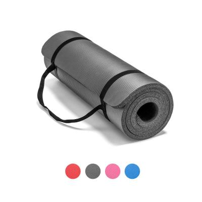 China Yoga Mat Fitness Exercise NBR Yoga and Exercise Mat with Easy-strap Yoga Mat Carrier Strap for sale